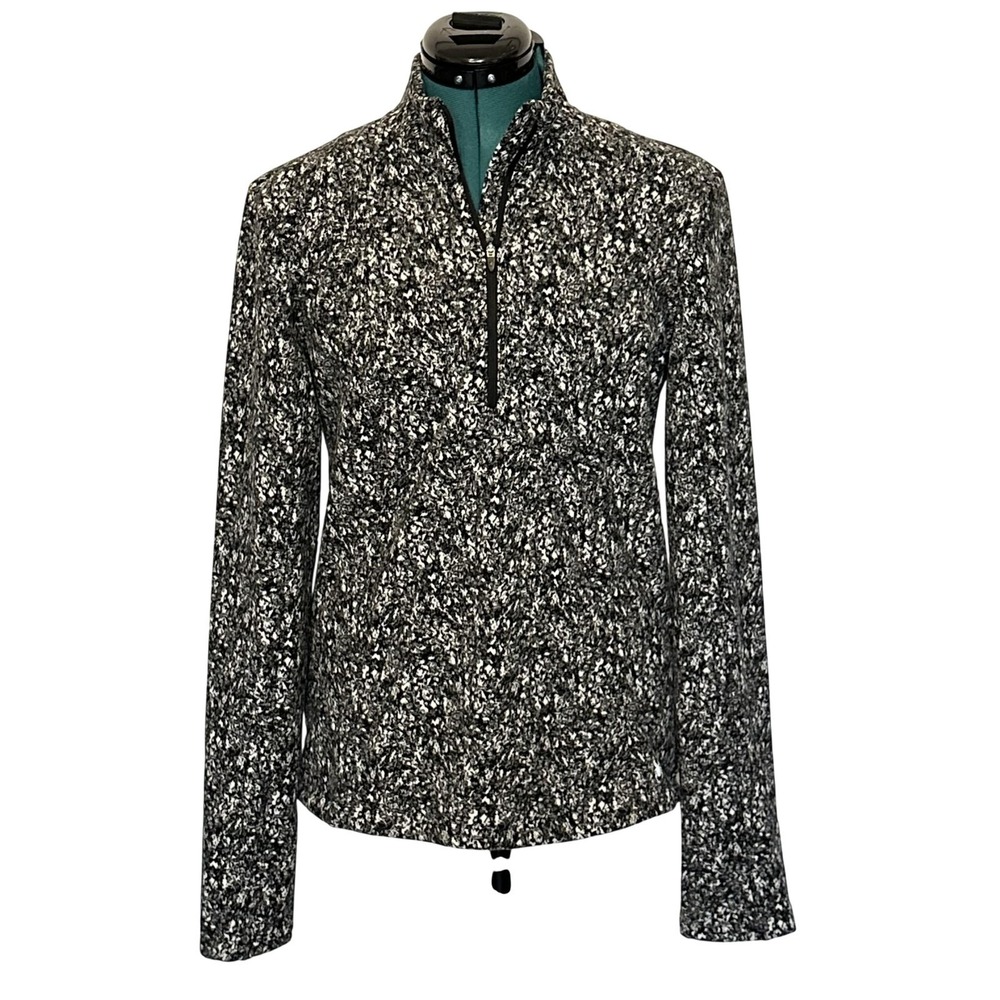 Spyder Pullover Womens Medium‎ Black White Fleece 1/4 Zip Ski Base Layer Top